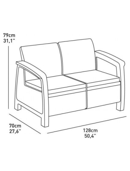 Dubultdīvāns KETER CORFU LOVE SEAT grafīta pelēks, 3 image