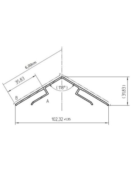 Алюминиевый конек для 6 мм поликарбоната 2,10m