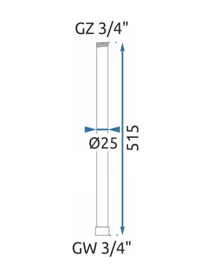 Rea Sanitary Przedłużka do Zestawu Wannowo-prysznicowego Miedź Szczotkowana 50cm, 5 image