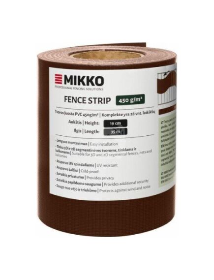 Žoga lamile MIKKO Economy 3500x19cm (450 g/m2) RAL8017, brūna + 28 gab. turētāji, 3 image