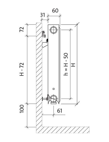 Purmo Tērauda paneļu radiators Purmo Ventil Compact Tips 11 H450/L700 Kreisais - gab., 3 image
