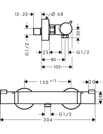 Hansgrohe Ecostat Comfort dušas termostats, hroms - gab., изображение 2