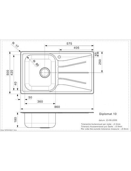 Virtuves Izlietne Diplomat 10 Lux (R),50cmx86cm, 2 image