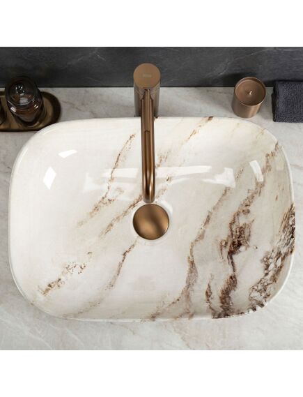 Rea Sanitary Umywalka nablatowa Rea Belinda Marrone Shiny, 5 image