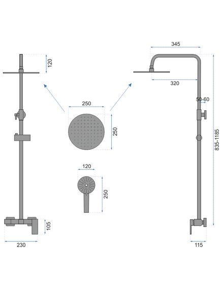 REA Комплект   Roger Черный коврик для душа, изображение 3