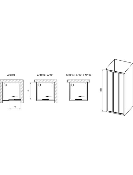 RAVAK Dušas durvis Supernova ASDP3-80 198 satin + glass Grape, Krāsa: Nerūsējošais tērauds, Platums: 80, Stikla tips: Grape (Matēts stikls), 4 image