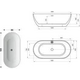 Bathtub FREEDOM O 1690x800 snowwhite/(black overflow) freestanding, 2 image