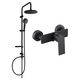 Mexen Erik atklāts dušas komplekts ar lietus dušu un maisītāju Alexa, melns - 71240205-70