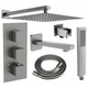 Встраиваемый набор для ванны и душа Mexen Cube DR02 с насадкой для душа 30 см, графит - 77503DR0230-66