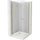 Складная душевая кабина Mexen Lima Duo 80 x 80 см, прозрачная, золотистая + душевой поддон Flat - 856-080-080-50-02-4010G