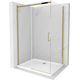Mexen Omega bīdāmā dušas kabīne 140 x 100 cm, caurspīdīga, zeltaina + Plakans dušas paliktnis - 825-140-100-50-00-4010