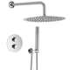 Хромированный термостатический душевой набор скрытого монтажа с тропическим душем 30 см - Yoka