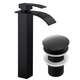 Комплект из высокого смесителя для умывальника и черной заглушки клик-клак - Yoka, изображение 2