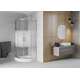 Pusapaļa dušas kabīne Mexen Rio 70 x 70 cm, svītras, hroms + Rio dušas paliktnis, balts - 863-070-070-01-20-4710, 2 image