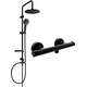 Atvērts dušas komplekts Mexen Erik ar lietus dušu un termostata dušas maisītāju Slim, melns - 77105205-70