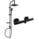 Sienas dušas komplekts Mexen Sven ar lietus dušu un termostata dušas maisītāju Slim, melns - 77105262-70