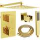 Paslēptais dušas komplekts Mexen Cube DR02 ar lietus dušu 25 cm, zelts - 77502DR0225-50