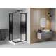 Mexen Rio kvadrātveida dušas kabīne 90 x 90 cm, svītraina, melna + Rio dušas paliktnis, balts - 860-090-090-70-20-4510, 3 image