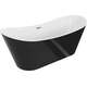 Brīvi stāvoša vanna Mexen Montana 180 x 80 cm, balta/melna, hromēta pārplūde - 52011808075