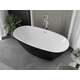 Brīvi stāvoša vanna Mexen Eris 170 x 85 cm, balta/melna, hromēta pārplūde - 53441708575, 3 image