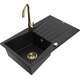 Гранитная мойка Mexen Cesar с 1 чашей, сливом и кухонным смесителем Telma, черный - 6514-77-670200-50