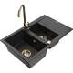 Гранитная мойка Mexen Gaspar со сливом и краном Telma, черная - 6507-77-670 200-50