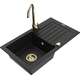 Гранитная мойка Mexen Pablo со сливом и кухонным смесителем Telma, черный - 6510-77-670 200-50