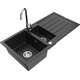 Гранитная мойка Mexen Andres со сливом и кухонным смесителем Telma, черный/серебристый - 6515-73-670200-00
