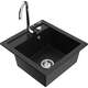 Раковина гранитная Mexen Vito с краном и краном Telma, черная - 6503-77-670200-00