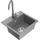 Гранитная мойка Mexen Milo со смесителем и смесителем для кухни Telma, серый - 6505-71-670 200-71