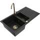 Гранитная мойка Mexen Matias со сливом и кухонным смесителем Telma, черный - 6502-77-670 200-50