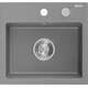 Гранитная мойка Mexen Oscar, 1 чаша, 580 x 490 мм, серый, сифон хром - 6519581000-71