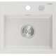 Гранитная мойка Mexen Oscar, 1 чаша, 580 x 490 мм, белый, сифон хром - 6519581000-20