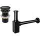 Сифон для умывальника Mexen квадратный с пробкой клик-клак, с переливом, античный черный - 7992060-79