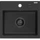 Mexen Milo zlewozmywak granitowy 1-komorowy 435 x 410 mm,  czarny/srebrny metalik, syfon czarny - 6505441000-73-B