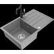 Гранитная мойка Mexen Bruno, 1 чаша, с крылом и кухонным смесителем Carla, серый - 6513-71-670700-70