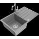 Гранитная мойка Mexen Bruno, 1 чаша, с крылом для сушки и кухонным смесителем Carla, серый - 6513-71-670700-00
