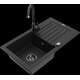 Гранитная мойка Mexen Pablo, 1 чаша, с крылом и кухонным смесителем Telma, черный - 6510-77-670200-70-B