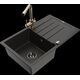 Гранитная мойка Mexen Bruno, 1 чаша, слив для слива и кухонный смеситель Duero, черный/золотой металлик - 6513-75-671600-50-B