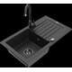 Mexen Pablo granīta izlietne, 1 bļoda, ar noteku un Telma virtuves maisītāju, melns/sudrabs - 6510-73-670200-70-B