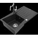 Гранитная мойка Mexen Cesar, 1 чаша, с крылом и кухонным смесителем Carla, черный/серебристый металлик - 6514-73-670700-00