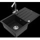 Гранитная мойка Mexen Bruno, 1 чаша, с крылом и кухонным смесителем Duero, черный - 6513-77-671600-00