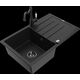 Гранитная мойка Mexen Bruno, 1 чаша, с крылом и кухонным смесителем Carla, черный - 6513-77-670700-70-B