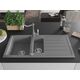 Granīta izlietne Mexen Andres 1,5 bļodas ar noteku un virtuves jaucējkrānu Carla, pelēka - 6515-71-670700-71, 3 image