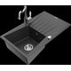 Mexen Cesar, гранитная мойка, 1 чаша, с крылом и кухонным смесителем Carla, крапчатый черный - 6514-76-670700-00