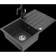 Гранитная мойка Mexen Bruno, 1 чаша, с крылом и кухонным смесителем Carla, крапчатый черный - 6513-76-670700-70