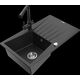 Mexen Cesar granīta izlietne, 1 bļoda, ar noteku un Duero virtuves jaucējkrānu, melns/sudrabs metālisks - 6514-73-671600-70