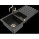 Mexen Andres granīta izlietne, 1,5 bļodas, ar noteku un Carla virtuves jaucējkrānu, melns/sudrabs - 6515-73-670700-50