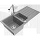 Гранитная мойка Mexen Andres 1,5 чаши со сливом и кухонным смесителем Duero, серый - 6515-71-671600-00