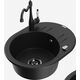 Mexen Kevin granīta izlietne, 1 bļoda, ar noteku un Carla virtuves jaucējkrānu, melns - 6517-77-670700-70-B